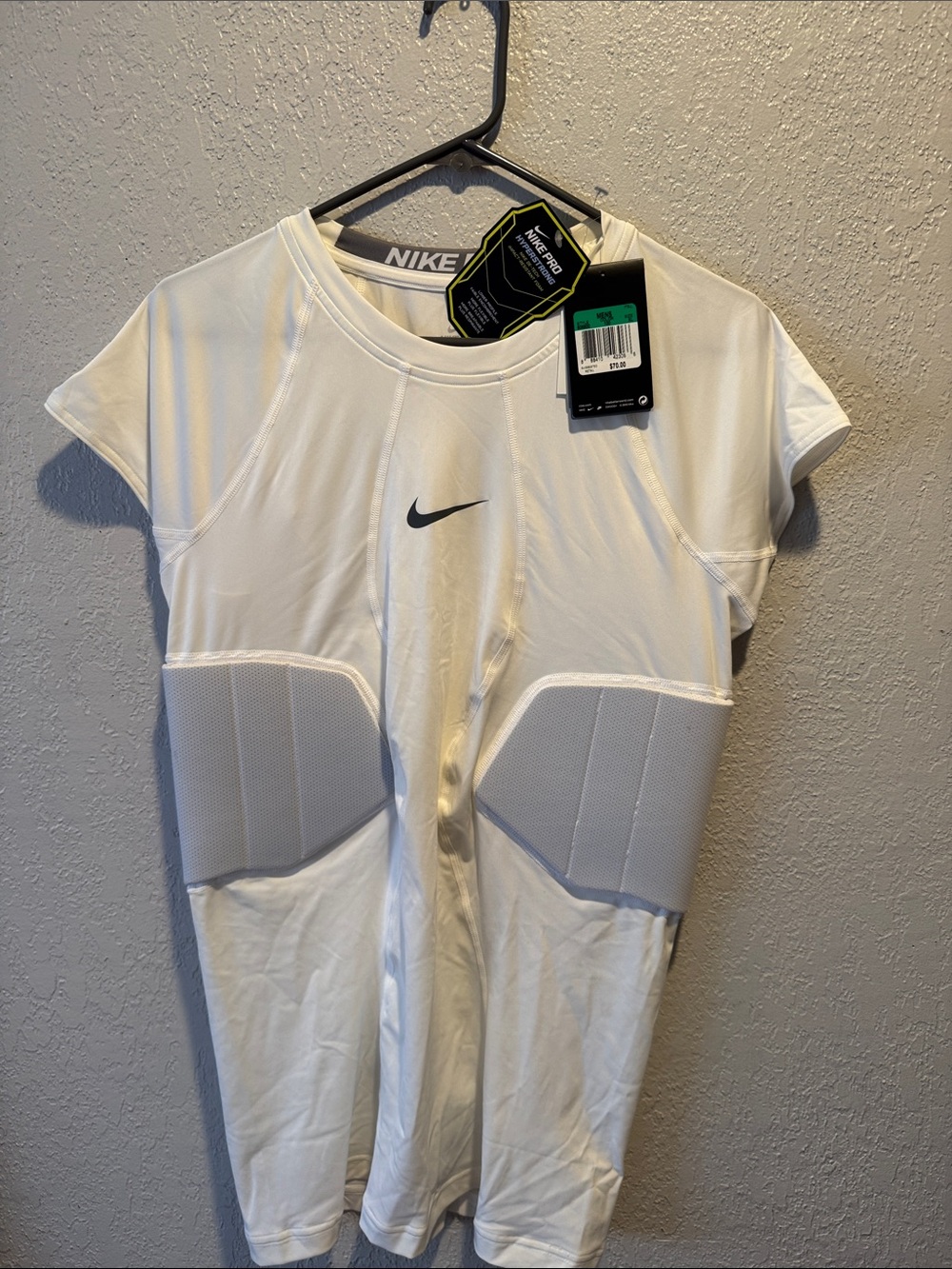 Nike White Short-Sleeve Performance Top with Swoosh